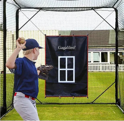 Gagalileo Backstop,Pitching Backstop,Fastpitch Baseball Backstop,Backstop with Strike Zone,Pitching Backdrop,Rubber Vinyl Backstop,Vinyl Batting Cage Backdrop - Galileo Sports