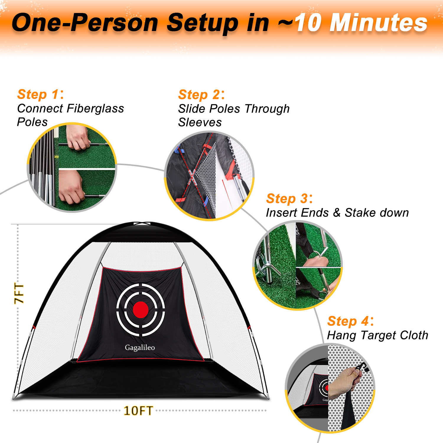 Gagalileo Backyard Driving Golf Practice Net 10X7X6ft