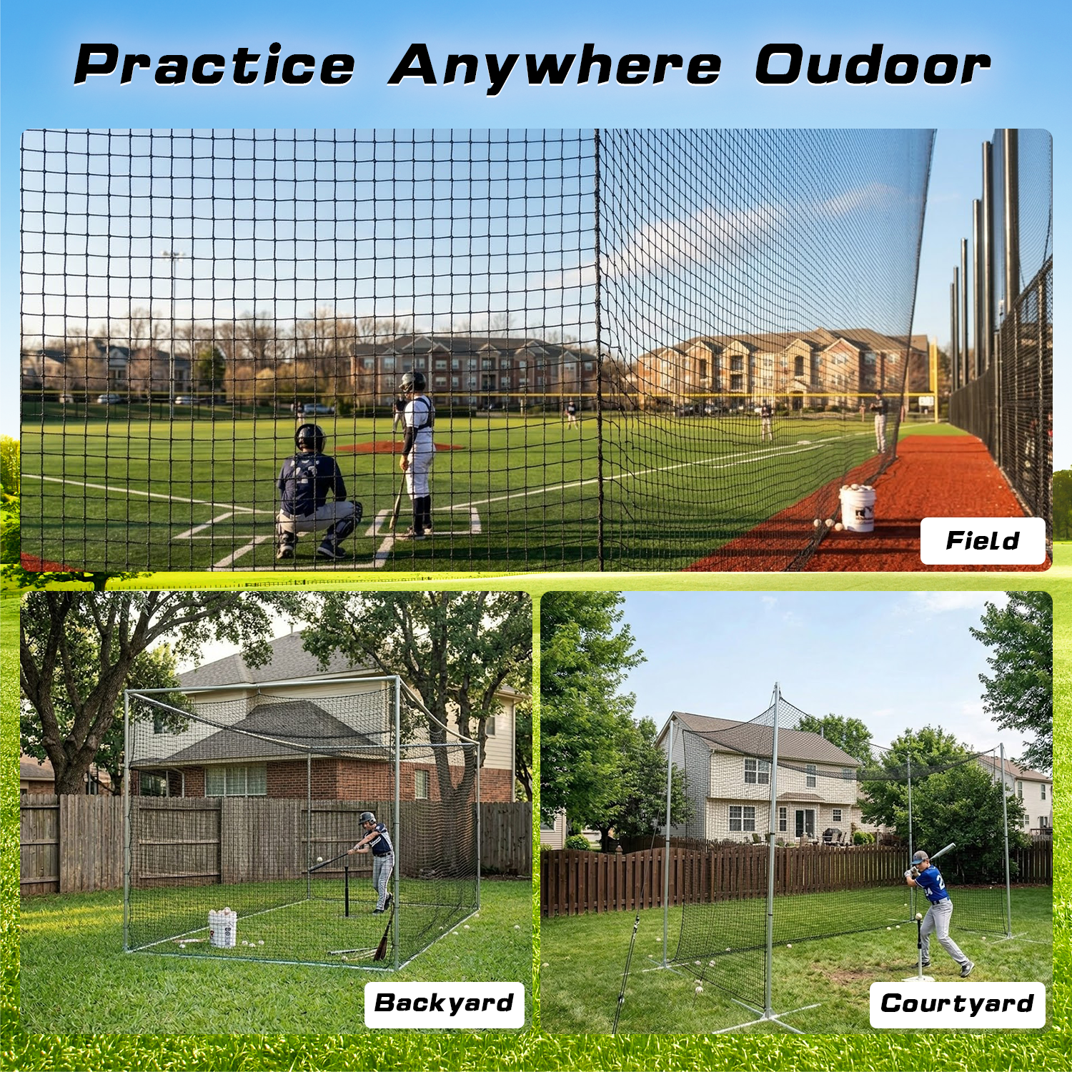 Gagalileo Replacement Net for Baseball Batting Cage,Batting Cages,Golf Net/Softball/Cricket/Beisbol Ball