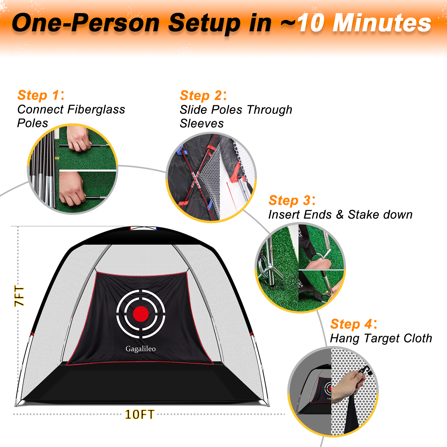 Golf Net,Golf Net Backyard Driving,Golf Driving Range,Golf Swing Net,Heavy Duty Golf Practice Net,Golf Practice Hitting Net,Quick Setup Golf Net with Target Cloth and Carry Bag-CAD