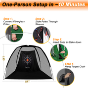Men’s Golf Hitting Practice Net – Real Ball Compatible, 8x6x5 ft, Indoor & Outdoor Driving