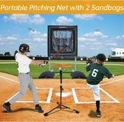 Pitching Net,9 Pocket Target Pitching Net for Baseball, Baseball Pitching Target,Adjustable Heights and Angles,Pitching Net Aid for Throw Training, Heavy Duty Steel Frame-Portable Pitching Net