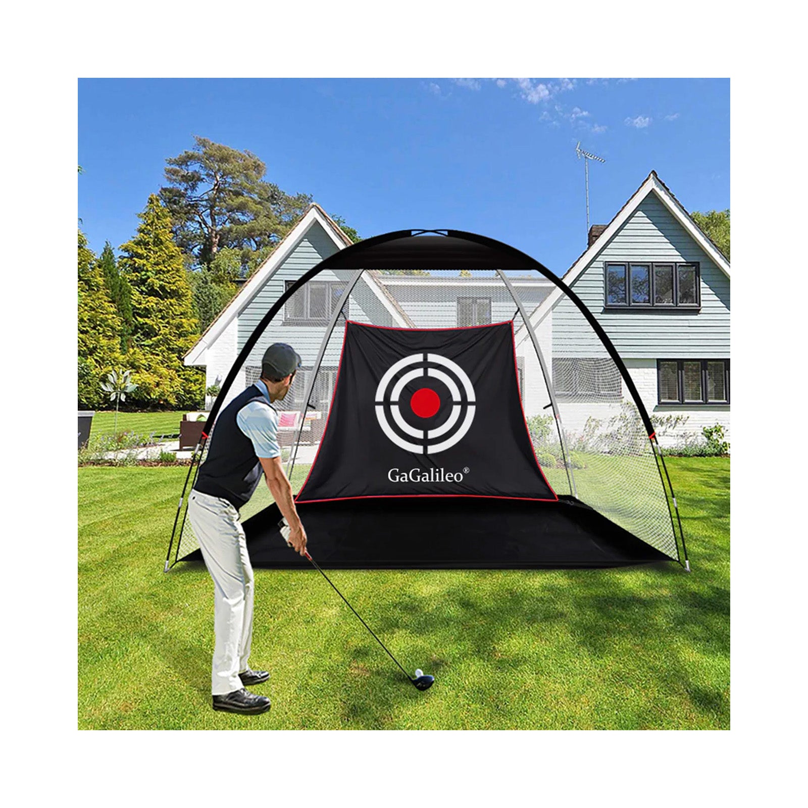 Galileo Filet d'entraînement de golf pour conduite dans le jardin 10' x 7' x 6' | Style de tente