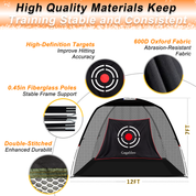 Golf Practice Net for Backyard with Balls, Turf Mat, Tees, Target, Hat & Carry Bag 12 x7x6.6ft