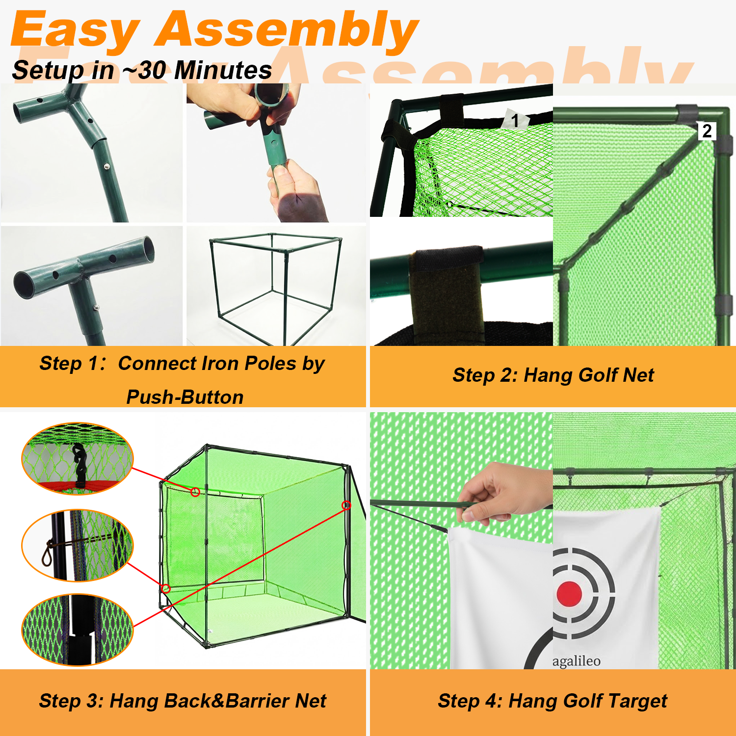 Gagalileo Golf Hitting Backyard Cage 7X7x7ft