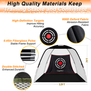 Golf Hitting Practice Nets for Backyard with Balls/Turf Mat/Tees/Hat/Target/Bag 12x7x6.6 ft