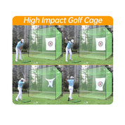 Galileo Sports - Jaula de red de golf, red de golf, jaula de golf, práctica de golf, campo de prácticas, 10'(L)X 10'(W)X 10'(H) con objetivo | Rojo antirretorno doble de alto impacto | Devolución automática de bolas