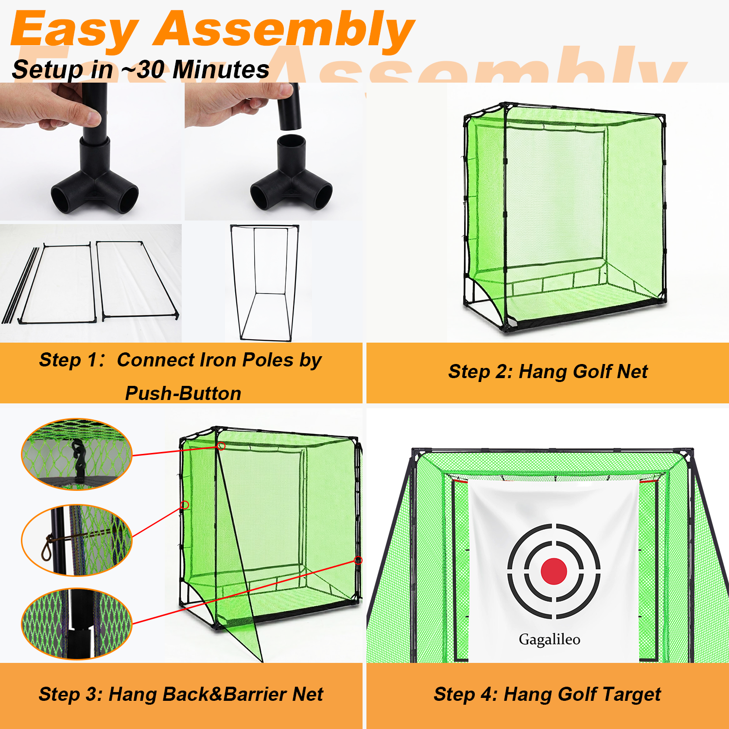 Gagalileo 7x7ft Backyard Golf Hitting Cage - Heavy Duty Practice Driving Net - Gagalileo Sports