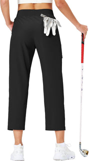 Galileo Women's Golf Pants Lightweight High Waisted 7/8 Ankle Pant with 4 Pockets for Athletic Lounge Travel Work