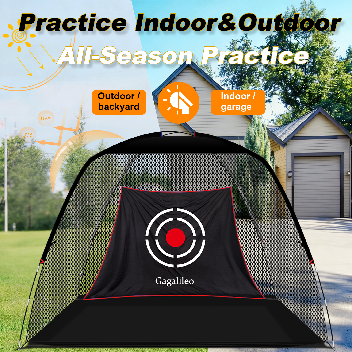 Golf Practice Net for Backyard with Balls, Turf Mat, Tees, Target, Hat & Carry Bag 12 x7x6.6ft