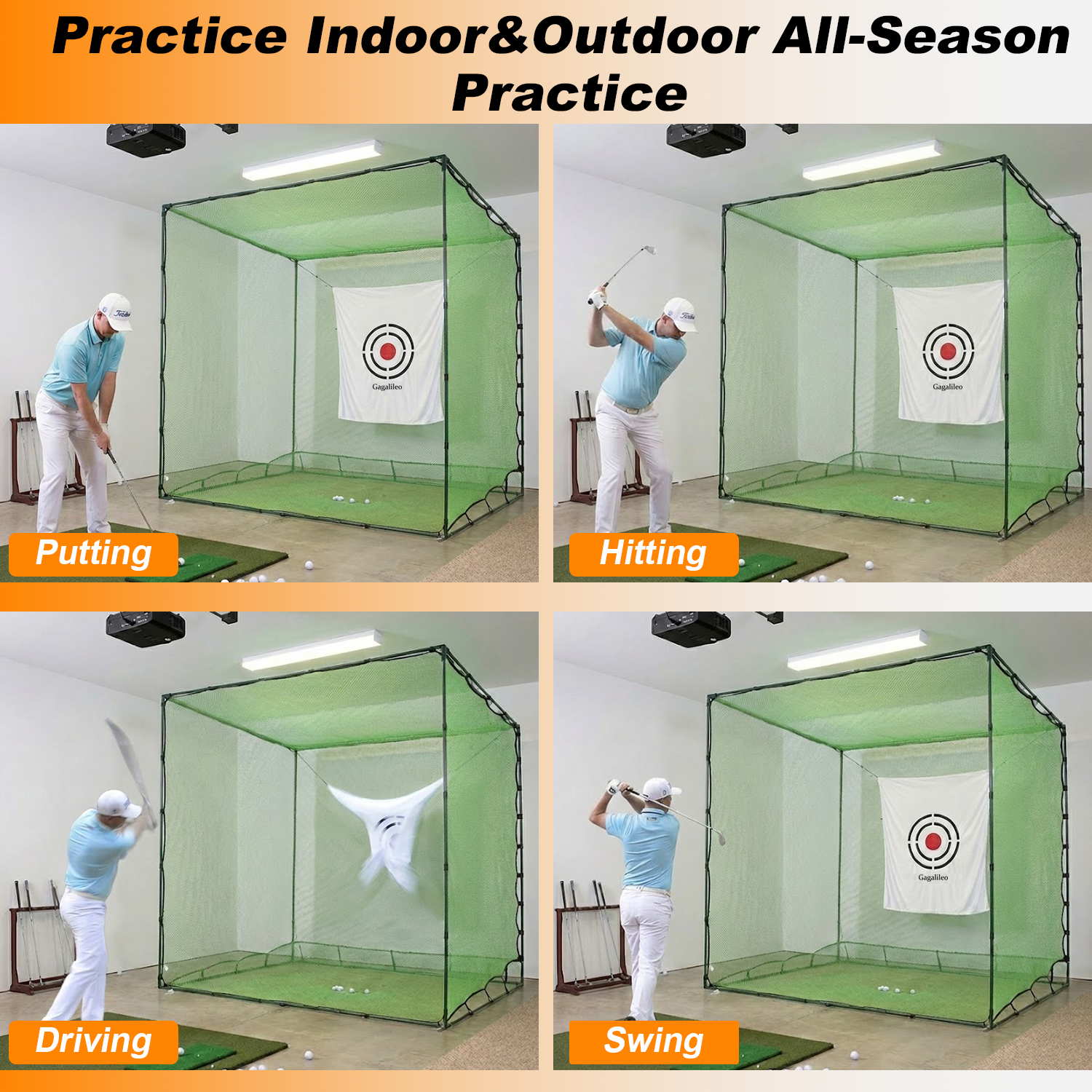 Gagalileo Golf Hitting cage 10x10x10ft
