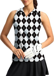 Galileo Women's Golf Shirt Sleeveless Lightweight V Neck Tennis Polo Shirts with Collar Quick Dry Athletic Tops for Women