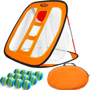 Golf Chipping Net Training Aids with Foam Training Balls(12 pack) | 25''X25''X20'' | Orange | Galileo Sports