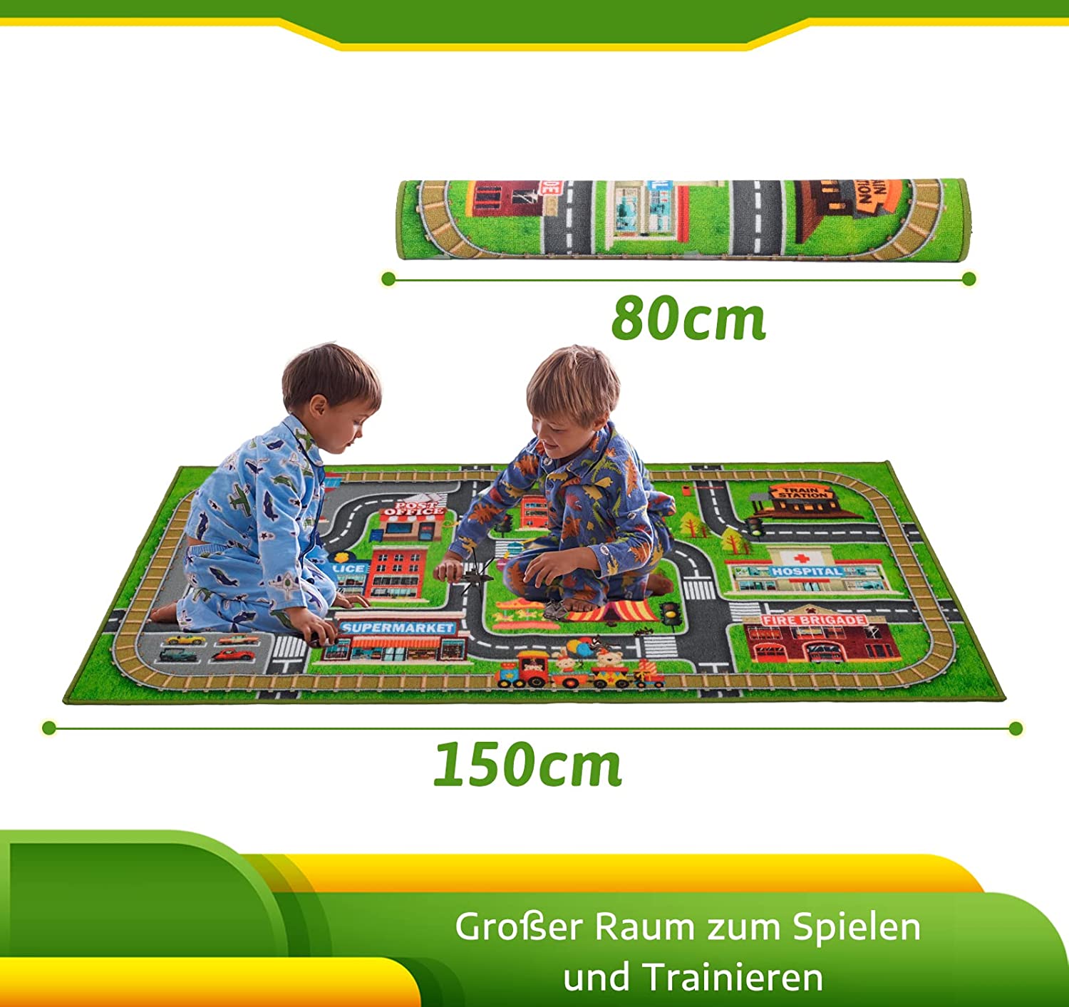 Kids Rug Play Mat Children Rug City Life, Non-Slip Rug for Child Climbing Playing with Cars and Toys, Safety to Have Fun and Education Study