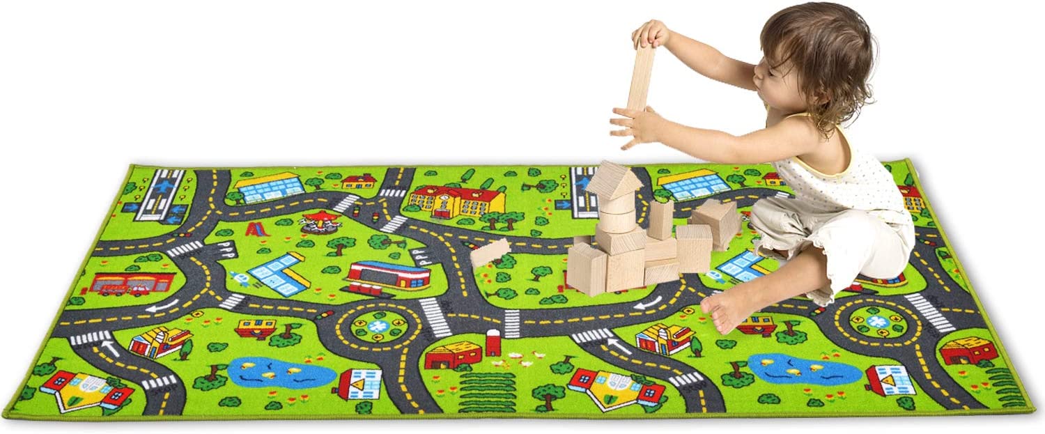 Alfombra de juego para niños para juguetes de coches, alfombra de juego antideslizante para niños que escalan jugando en el dormitorio/sala de juegos, divertida, suave y educativa