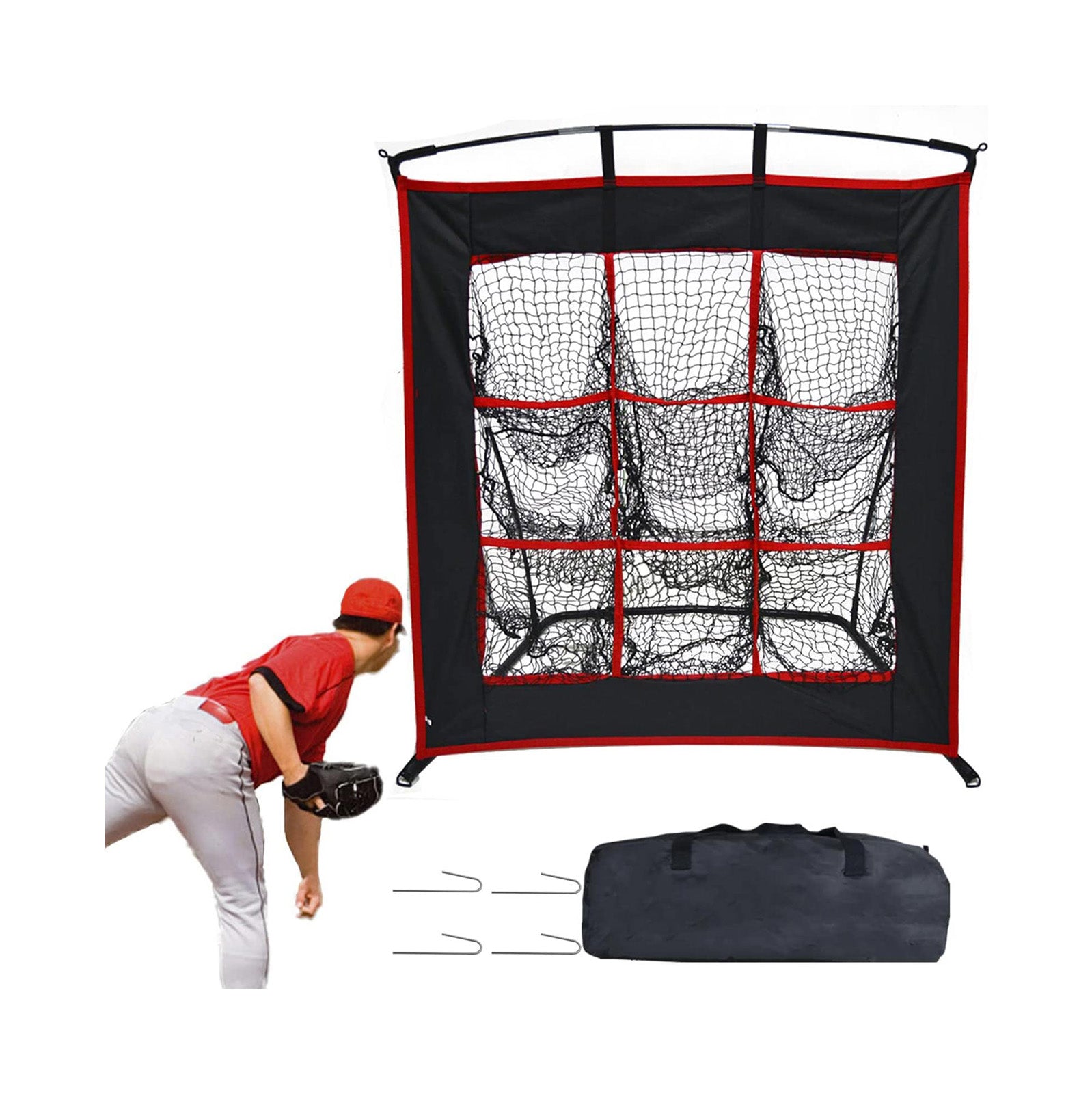 9 Hole Target Baseball Net with Strike Zone/Portable Heavy Steel Frame