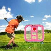 Ayuda para el entrenamiento de red de golf de 25 "x 25" X 20 "con bolas de espuma (paquete de 12) / Rosa