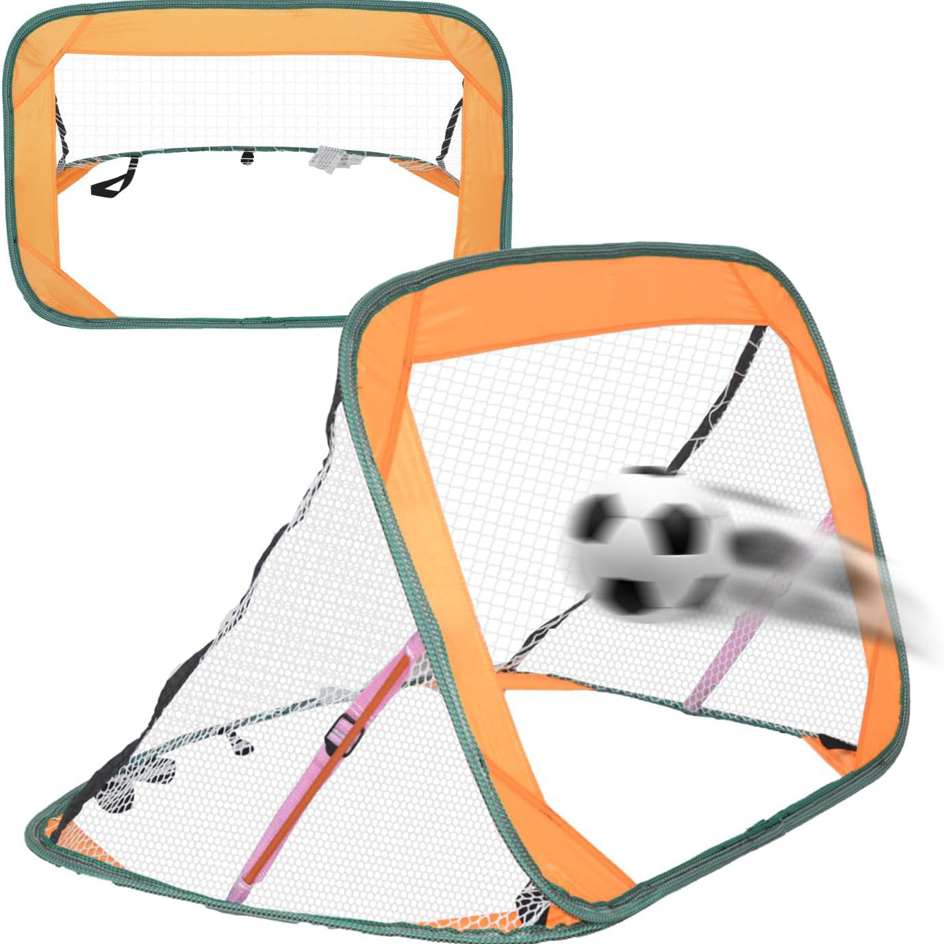 Pop-up Fussballtore 2er Set oder 1er Pack für Garten kinder-90-120-175-Robuster Flachstahlrahmen und Glasfaserstab - Einfache Montage - Wetterfestes 150 D Polyester.