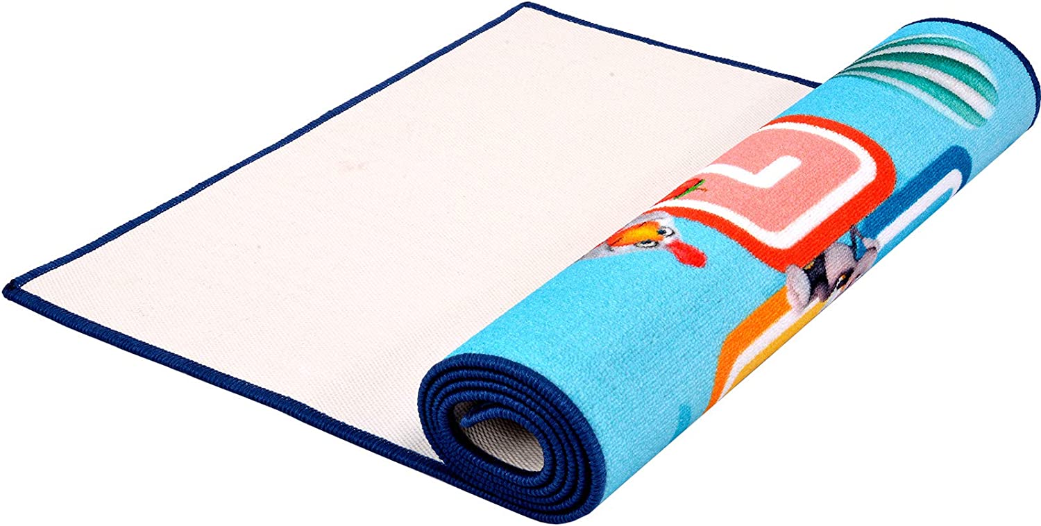 Kids Rug Play Mat for Cars Toys, Non-Slip Car Rug Play Mat for Child Climbing Playing in Bedroom/Playroom, Funny,Soft & Education