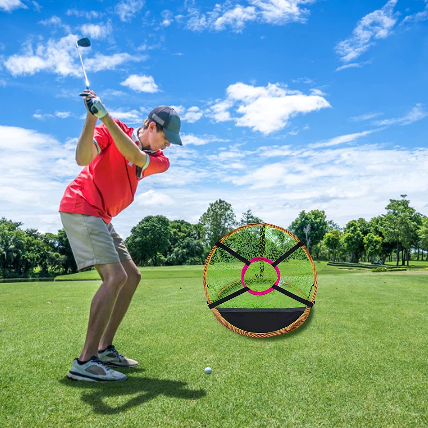 Filet golf pour chipping Net, Pop Up Golf Chipping Net, Chipping Golf Chipping, Practice Net, 52 x 52 x 40 cm