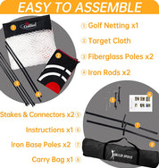 ゴルフネット フラットネット ゴルフ練習ネット ゴルフ 練習用 素振りネット 丈夫 耐衝撃 騒音軽減 組み立て式 設置簡単 キャリーバッグ付き