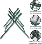 Galileo Heavy-Duty Folding Saw Horse – Log Holder for Chainsaw Cutting, Steel Sawtooth Notches & Secure Spring Clamp – Supports 150lbs for Firewood, Lumber & DIY Woodworking