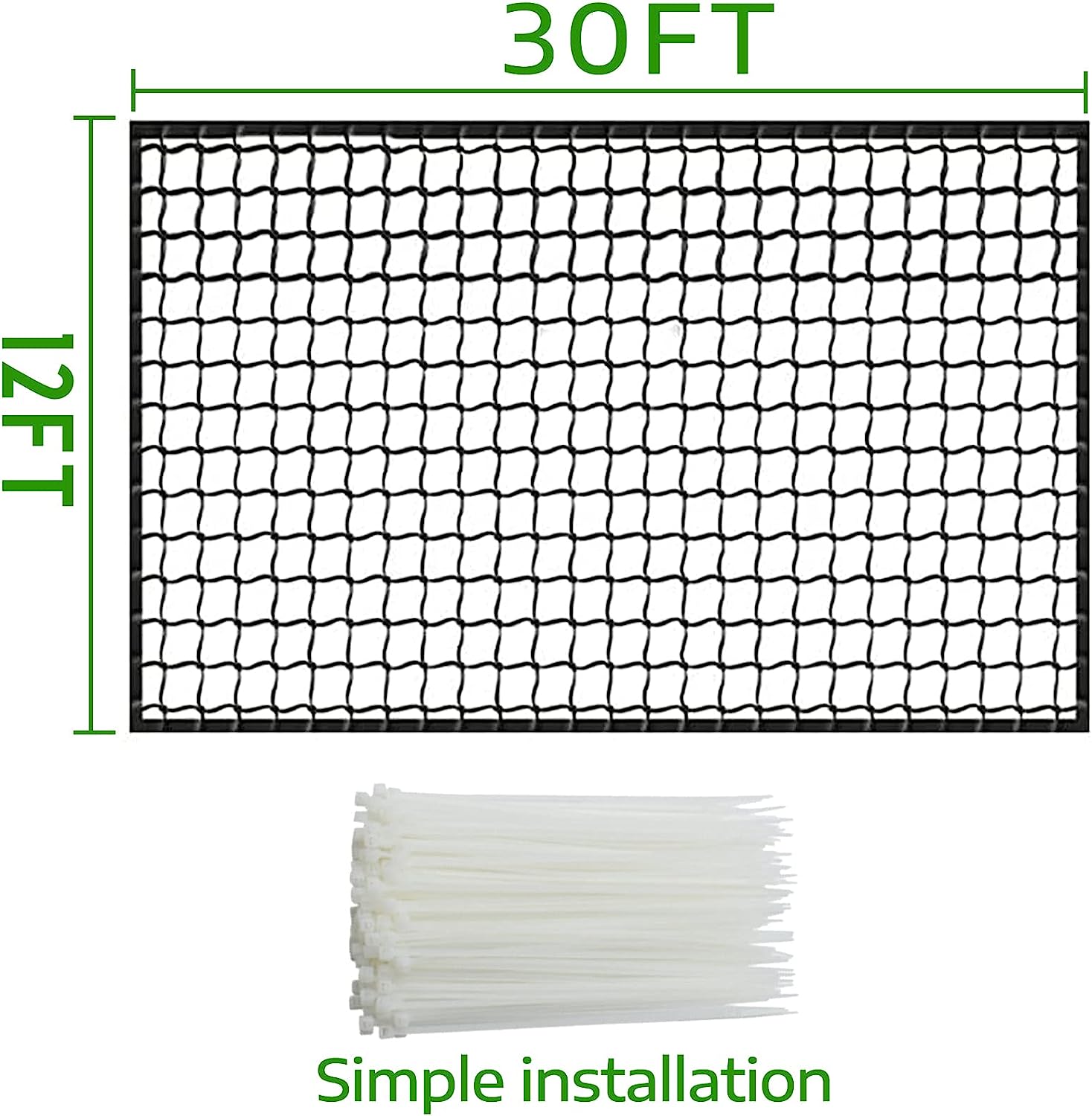 Red de jaula de bateo de béisbol 30x12/redes resistentes de barrera deportiva