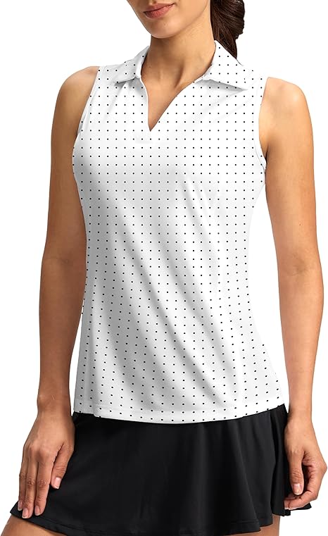 Galileo Women's Golf Shirt Sleeveless Lightweight V Neck Tennis Polo Shirts with Collar Quick Dry Athletic Tops for Women