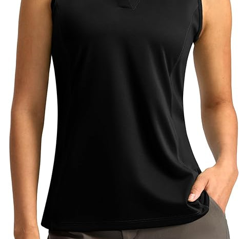 Galileo Women's Golf Shirt Sleeveless Lightweight V Neck Tennis Polo Shirts with Collar Quick Dry Athletic Tops for Women