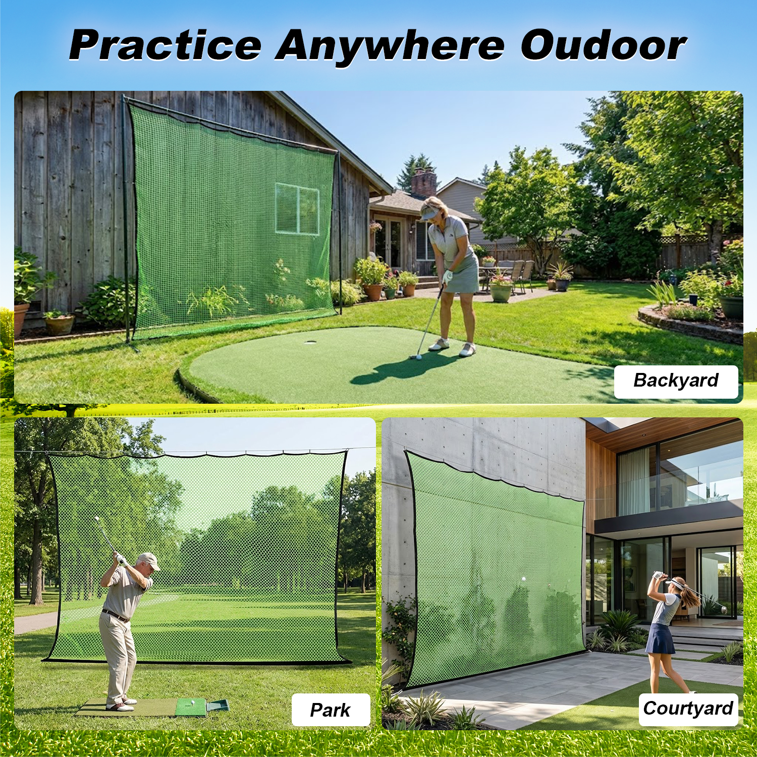 Gagalileo Golf Cage Replacement Net 10x20ft