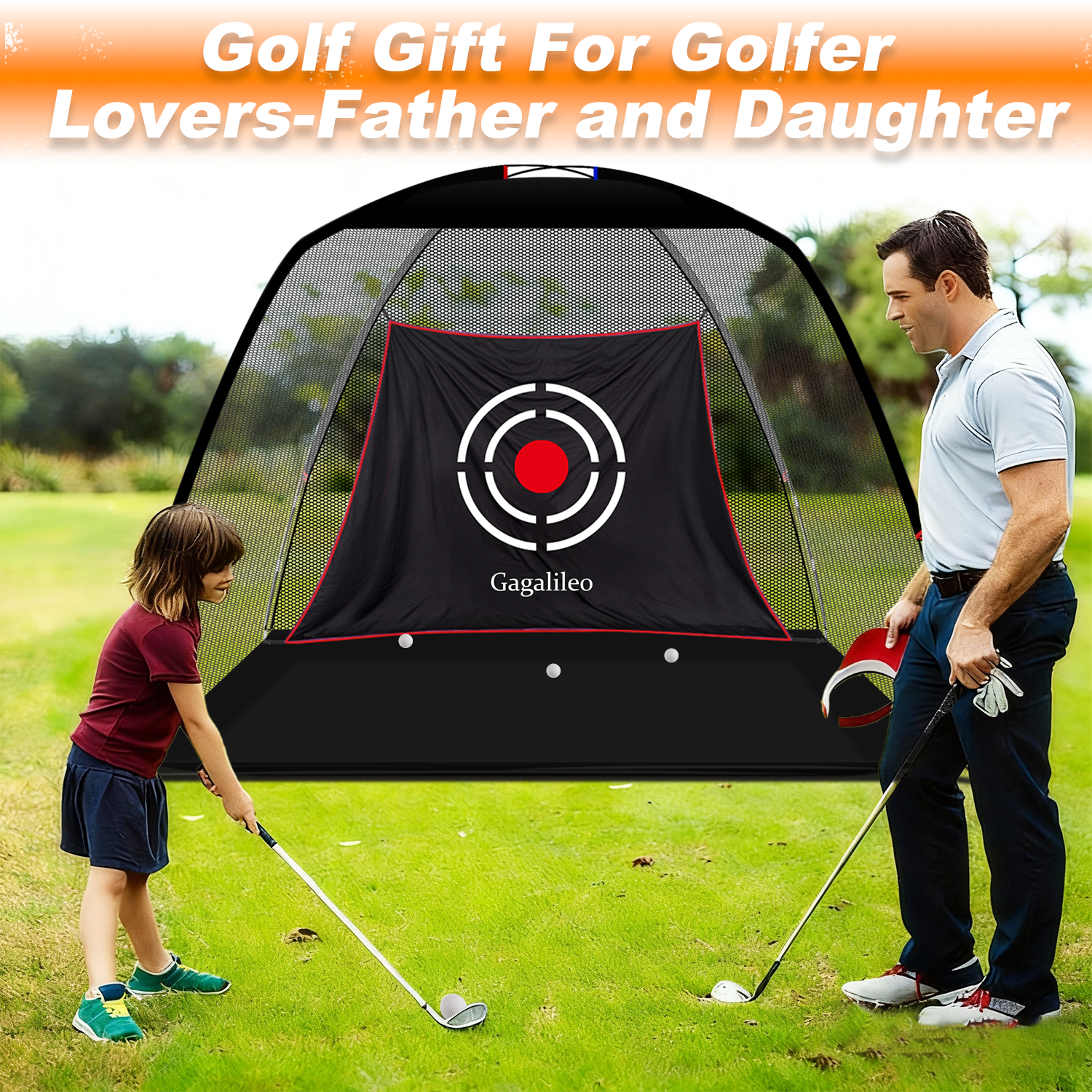 Gagalileo 10x7ft Home Golf Hitting Net | Full Practice Bundle with Mat & Tees