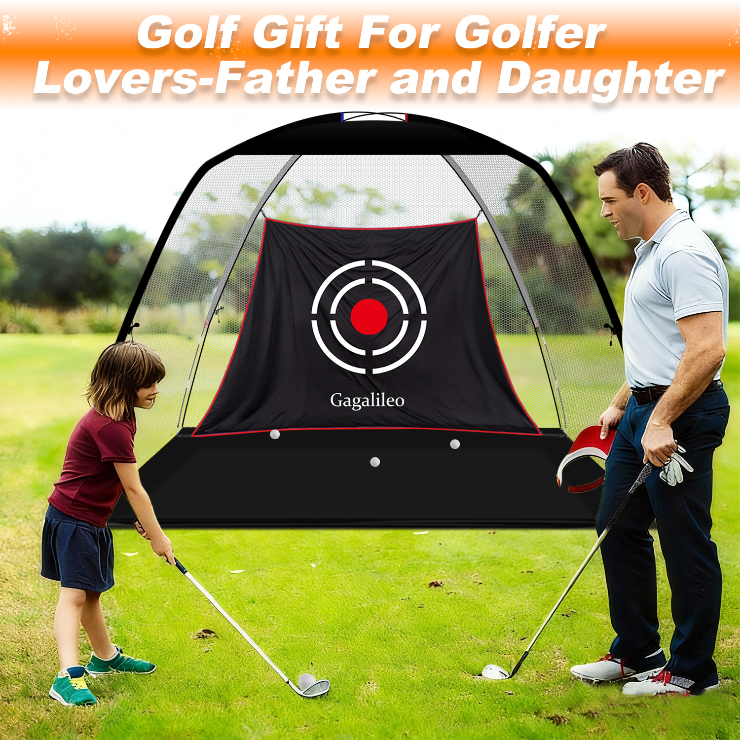 Golf Hitting Practice Nets for Backyard with Balls/Turf Mat/Tees/Hat/Target/Bag 12x7x6.6 ft
