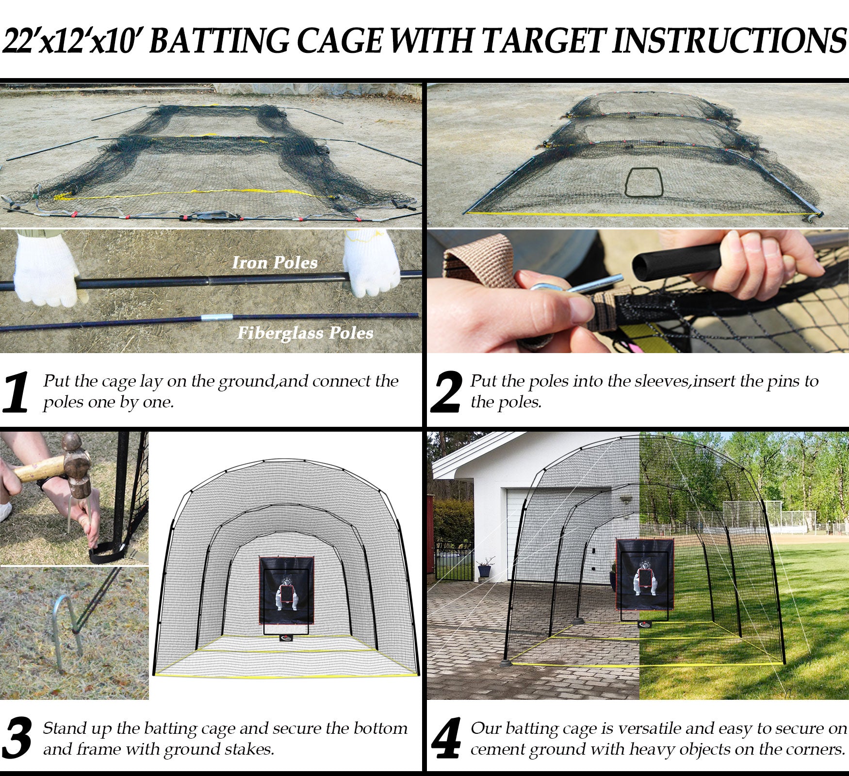 Gagalileo Baseball Batting Cage 22x13x10
