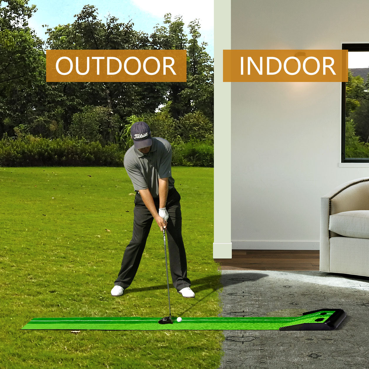 Galileo Golf Hitting Mats Golf Putting Training 102X15in