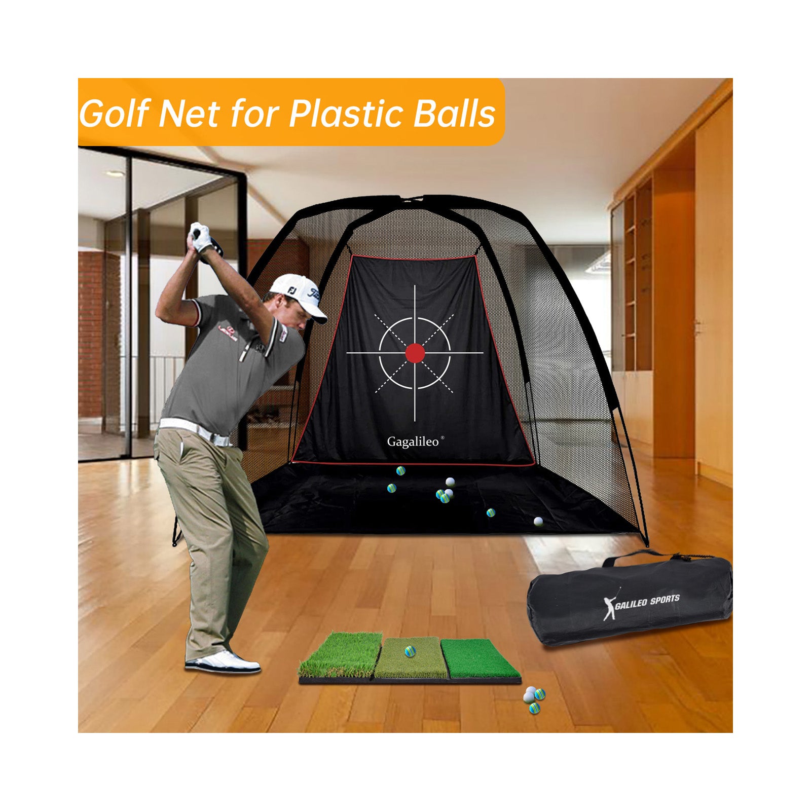 Galileo 8'X 6'X 5' Golf Net for Backyard Golf Nets for Indoor Use