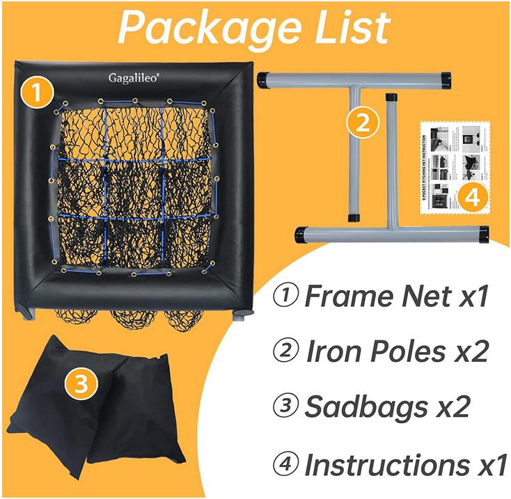 Pitching Net,9 Pocket Target Pitching Net for Baseball, Baseball Pitching Target,Adjustable Heights and Angles,Pitching Net Aid for Throw Training, Heavy Duty Steel Frame-Portable Pitching Net