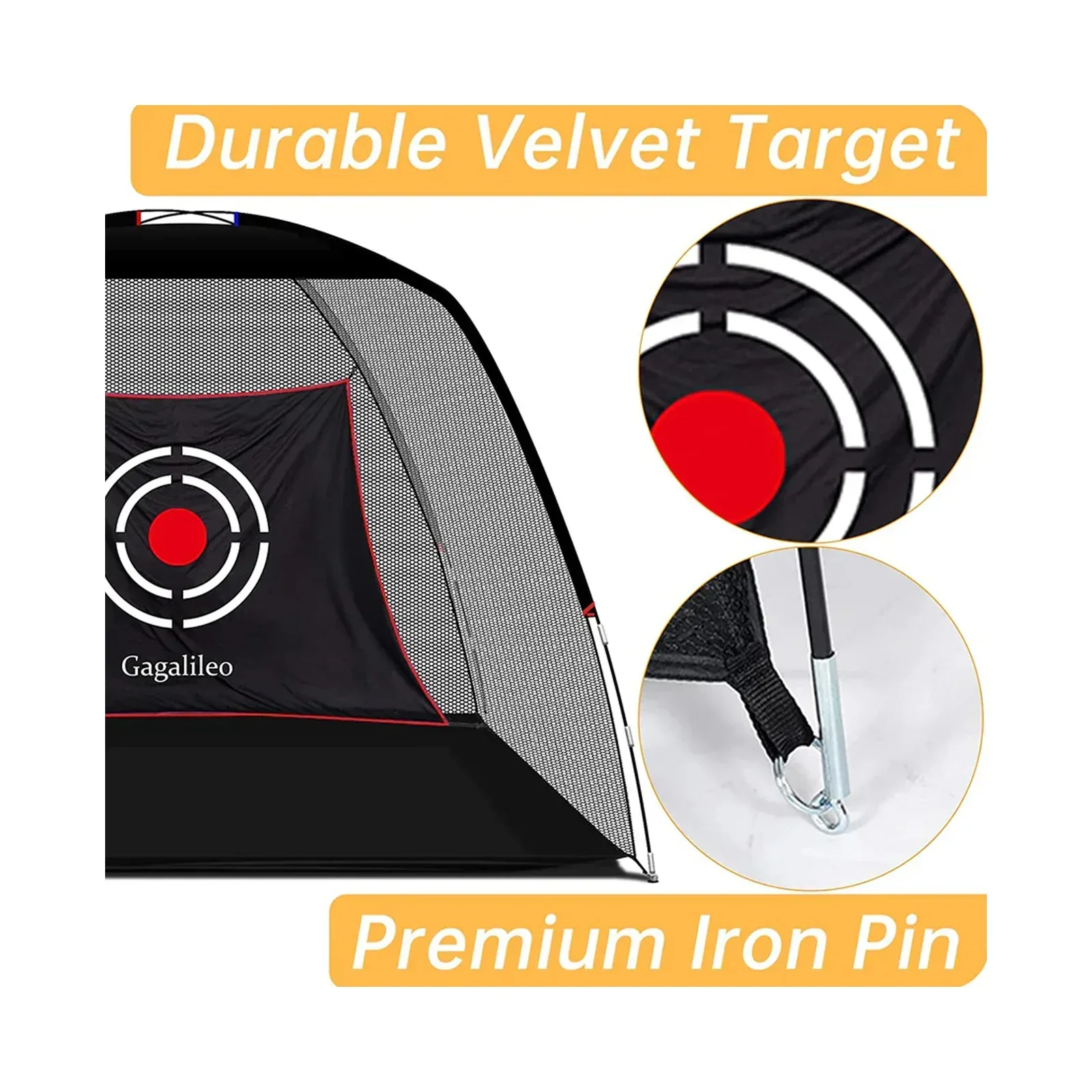 Gagalileo 10x7ft Home Golf Hitting Net | Full Practice Bundle with Mat & Tees