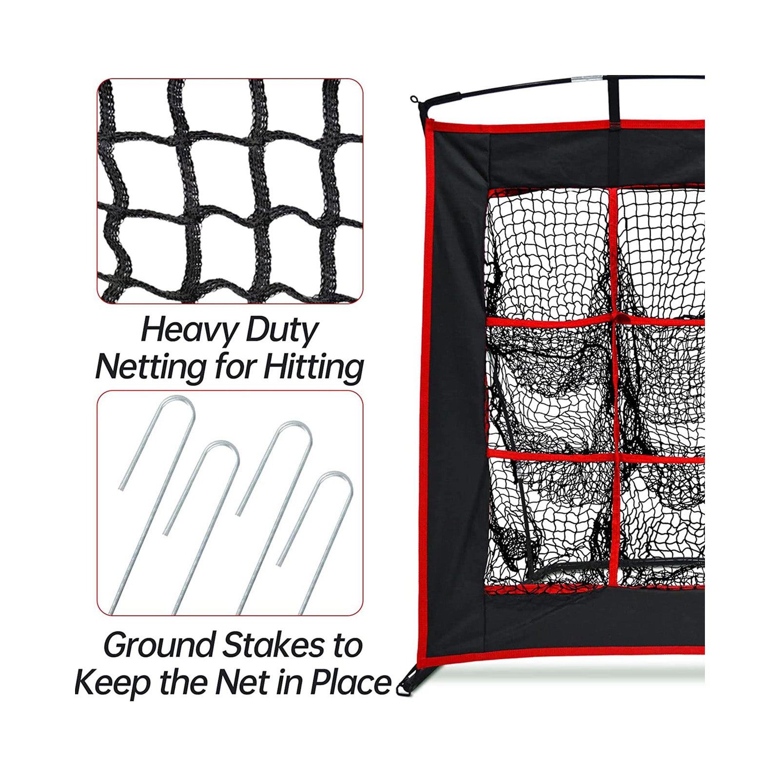 Baseball Softball Pitching Net with Strike Zone, Portable Heavy Duty Steel Frame, 9 Hole Target for Hitting and Pitching