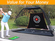 Galileo Golf Net 12'x7'x6.6' – Backyard & Indoor Driving Practice Net
