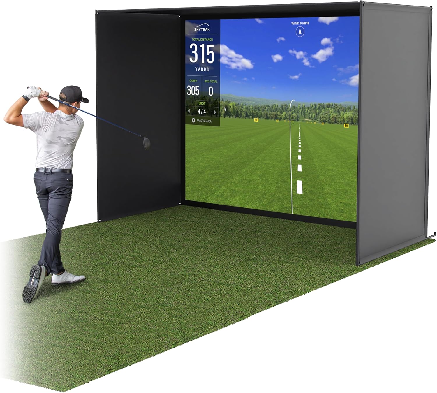 Golf Simulator Enclosure Nets - Complete Set with Frame and HD Impact Screen Kit 10 x 8 ft, 12 x 9 ft, or 14 x 8 ft