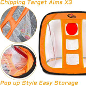 Golf Chipping Net Training Aids with Foam Training Balls(12 pack) | 25''X25''X20'' | Orange | Galileo Sports - Galileo Sports