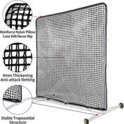 Gagalileo Baseball Pitching Screen Protective Net with Wheels 7x7Ft