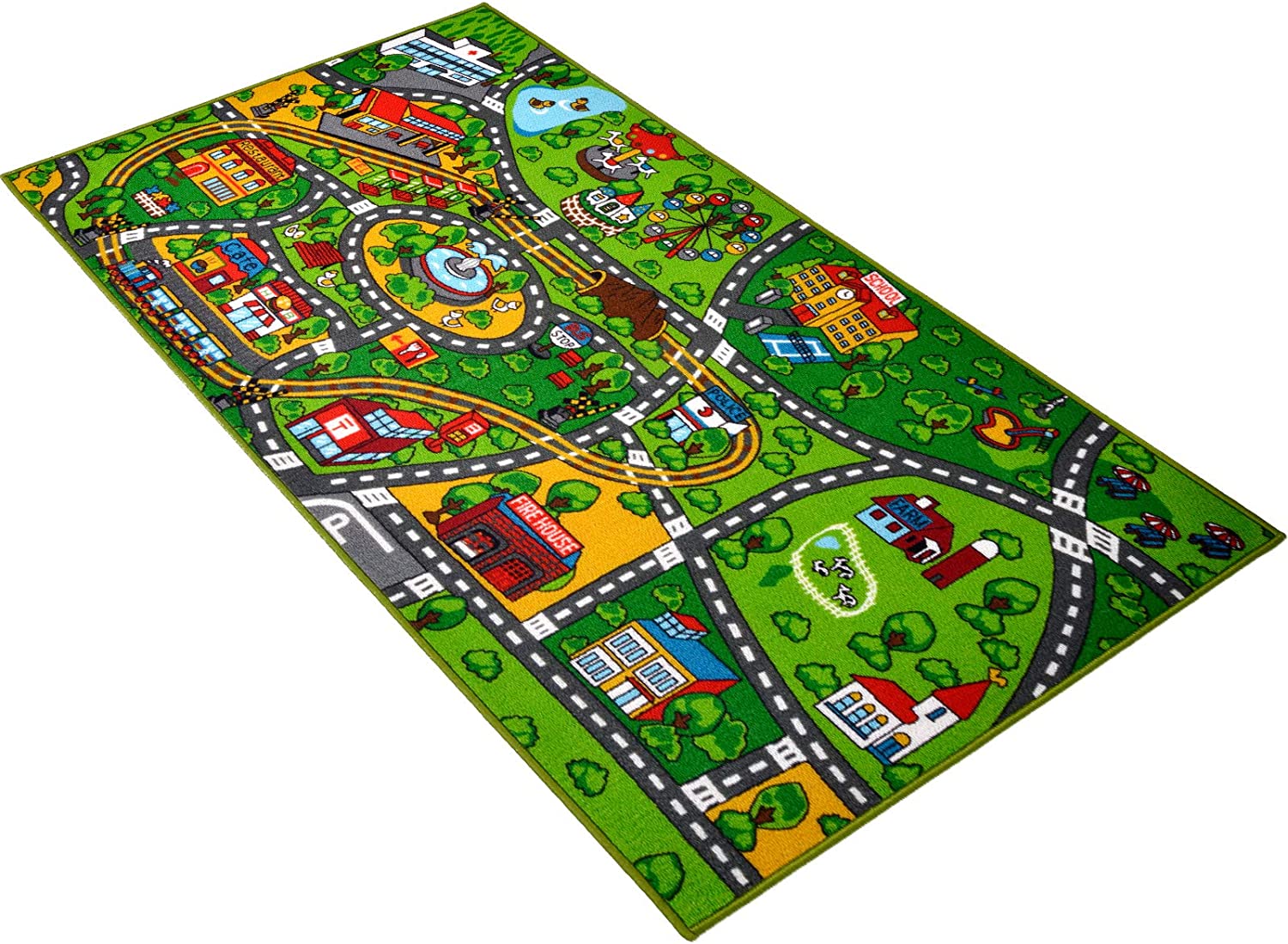 Kids Rug Play Mat for Cars Toys，Non-Slip Car Rug Play Mat for Child Climbing Playing in Bedroom/Playroom, Funny,Soft & Education.