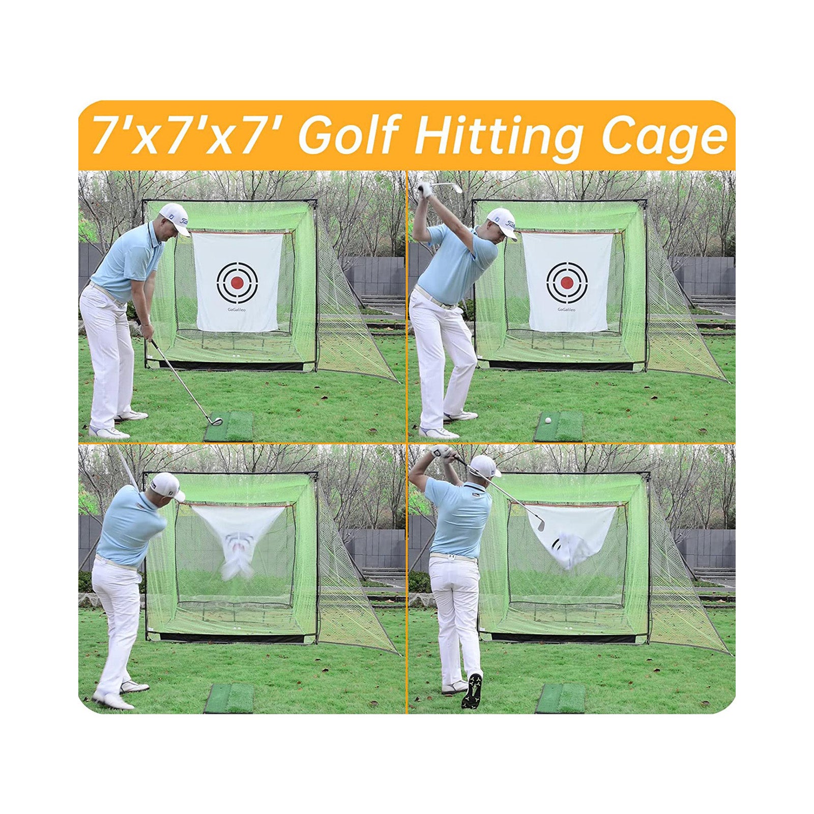 Filet de cage de golf Gagalileo 7X7x7/cage de frappe de golf/arrière-cour