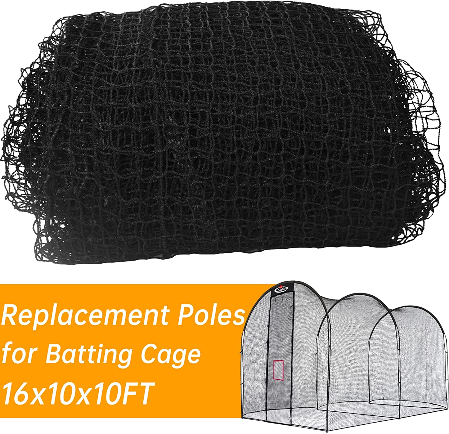 Remplacement du filet de cage de frappeur de baseball Gagalileo 16x10x10FT