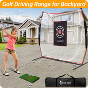 ゴルフネット フラットネット ゴルフ練習ネット ゴルフ 練習用 素振りネット 丈夫 耐衝撃 騒音軽減 組み立て式 設置簡単 キャリーバッグ付き