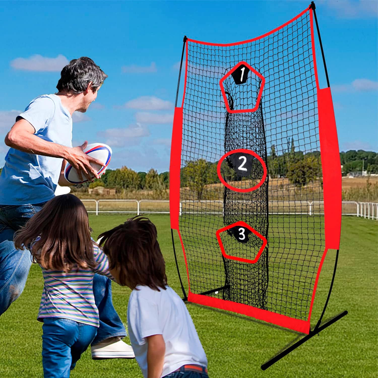 Football Throwing Net Football QB Net Football Training Target Net for Quarterback Throwing Accuracy, Football Nets for Passing Catching Snapping,Portabale,7x5FT