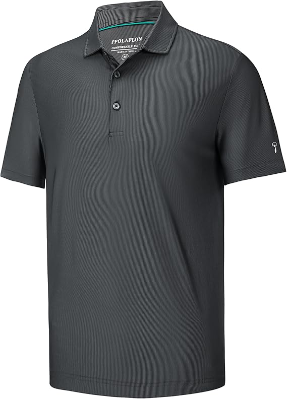 Mens Golf Shirt Moisture Wicking Dry Fit Print Performance Short Sleeve Polo Shirts for Men