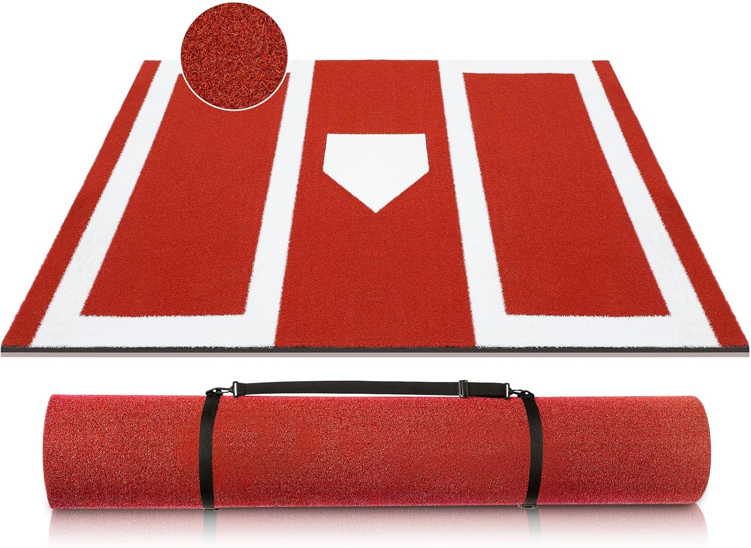 Leyndo Baseball Batting Mat Softball Pitching Mat 5mm Turf Inlaid Home Plate Anti Slip Backing Mat for Baseball Batting Cage Sports Training Backyard Indoor Outdoor