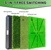 Golf Hitting Mat with Swing Path Feedback - 3 Replaceable Turf Mats & Heavy Duty Non-Slip Base | Indoor/Outdoor Practice Mat for Driving Chipping, Golf Training Aids for Men Women"
